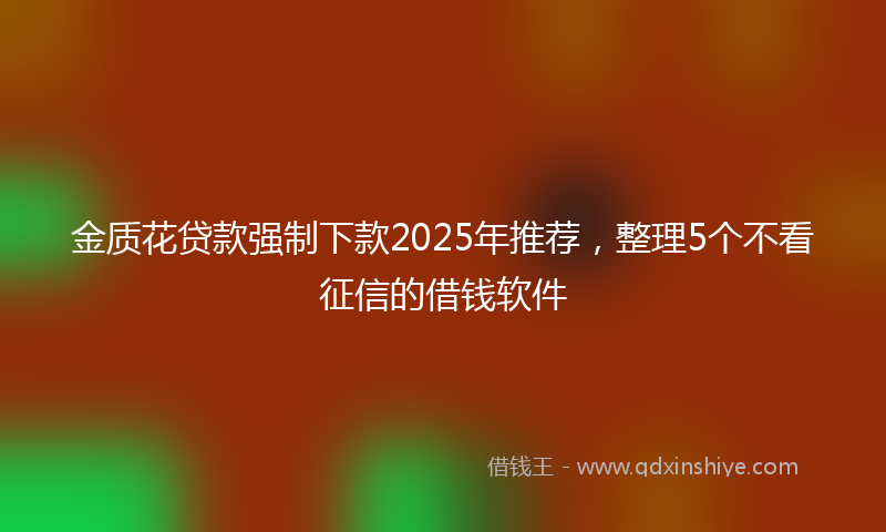金质花贷款强制下款2025年推荐，整理5个不看征信的借钱软件