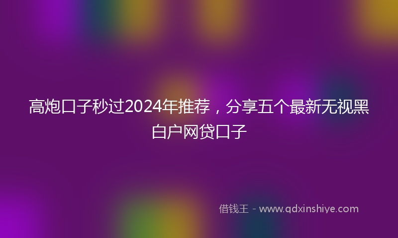 高炮口子秒过2024年推荐，分享五个最新无视黑白户网贷口子