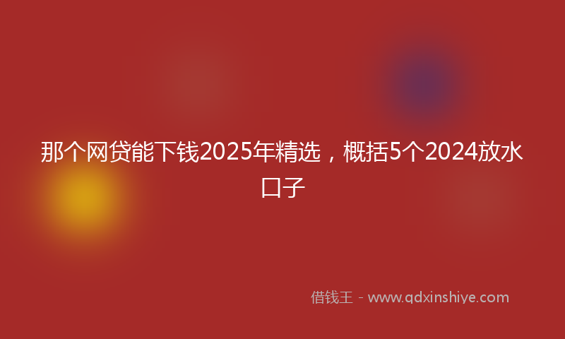 那个网贷能下钱2025年精选，概括5个2024放水口子