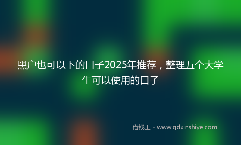 黑户也可以下的口子2025年推荐，整理五个大学生可以使用的口子