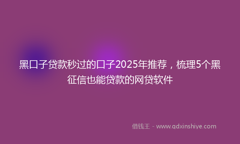 黑口子贷款秒过的口子2025年推荐，梳理5个黑征信也能贷款的网贷软件