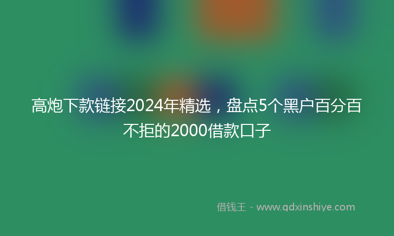 高炮下款链接2024年精选，盘点5个黑户百分百不拒的2000借款口子