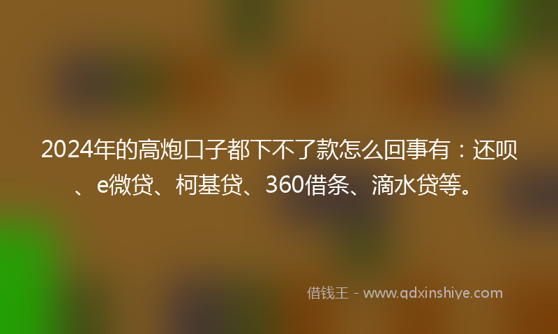 2024年的高炮口子都下不了款怎么回事有：还呗、e微贷、柯基贷、360借条、滴水贷等。