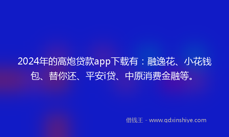 2024年的高炮贷款app下载有：融逸花、小花钱包、替你还、平安i贷、中原消费金融等。