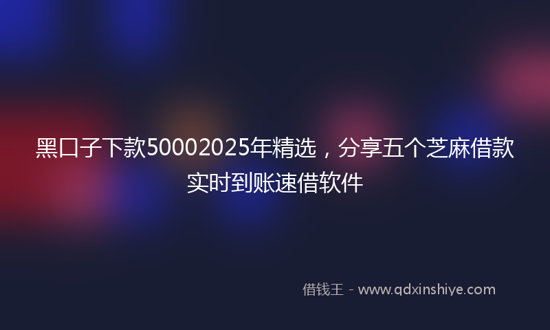 黑口子下款50002025年精选，分享五个芝麻借款实时到账速借软件