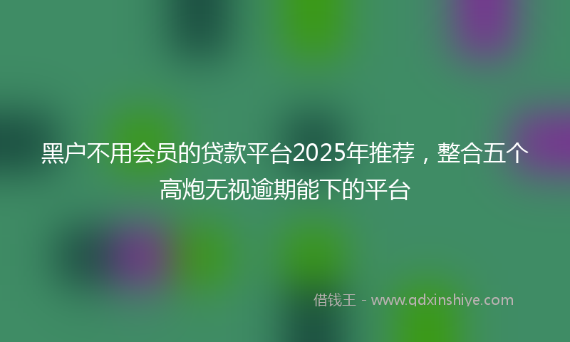 黑户不用会员的贷款平台2025年推荐，整合五个高炮无视逾期能下的平台