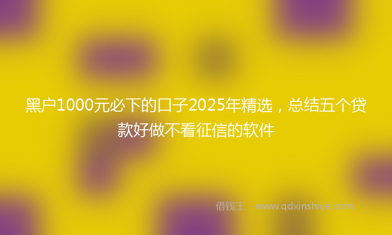 黑户1000元必下的口子2025年精选，总结五个贷款好做不看征信的软件