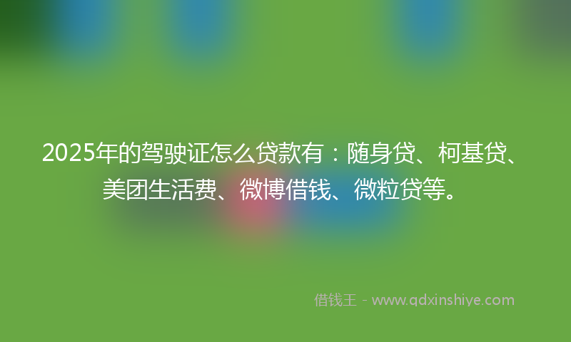 2025年的驾驶证怎么贷款有：随身贷、柯基贷、美团生活费、微博借钱、微粒贷等。