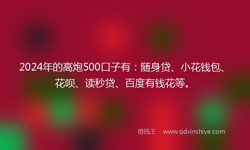 2024年的高炮500口子有：随身贷、小花钱包、花呗、读秒贷、百度有钱花等。