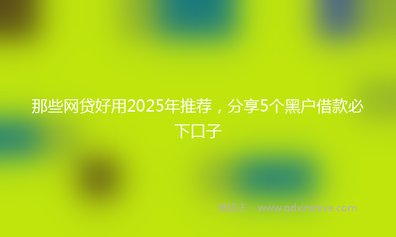 那些网贷好用2025年推荐，分享5个黑户借款必下口子