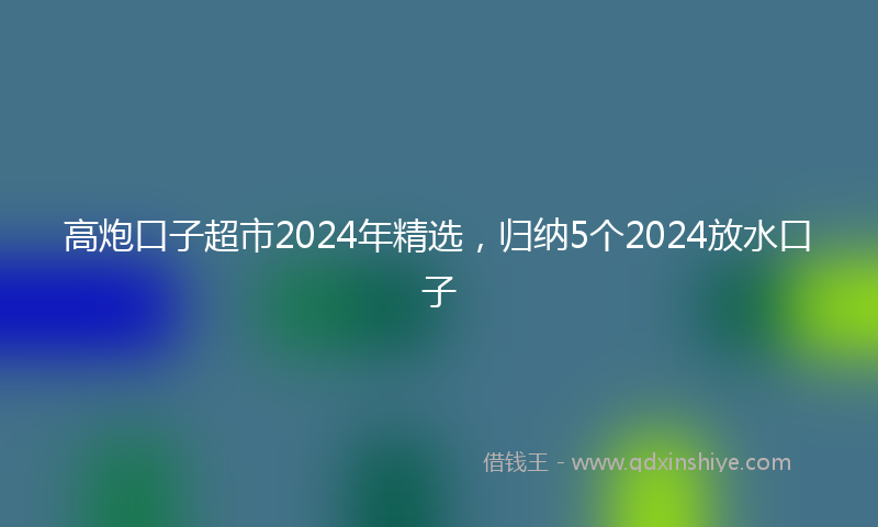 高炮口子超市2024年精选，归纳5个2024放水口子