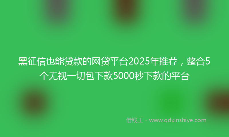 黑征信也能贷款的网贷平台2025年推荐，整合5个无视一切包下款5000秒下款的平台