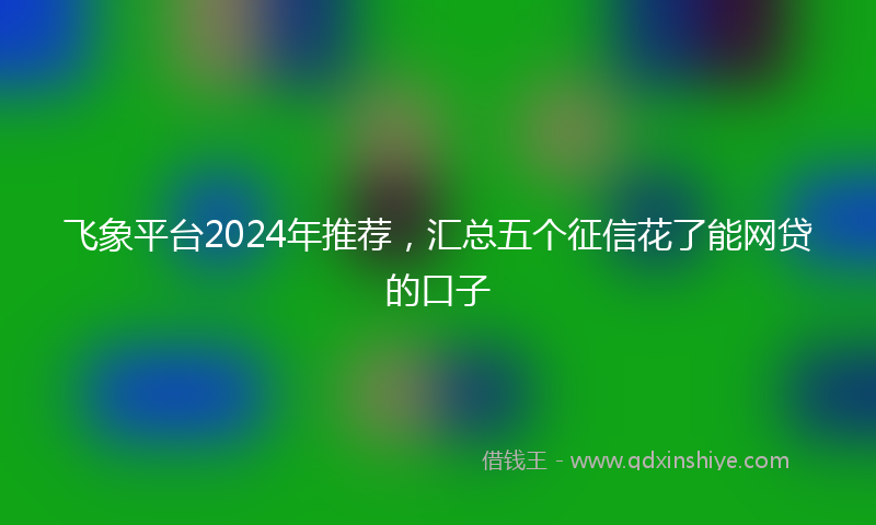 飞象平台2024年推荐，汇总五个征信花了能网贷的口子