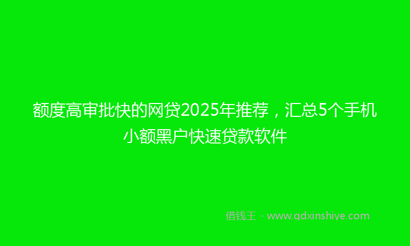 额度高审批快的网贷2025年推荐，汇总5个手机小额黑户快速贷款软件