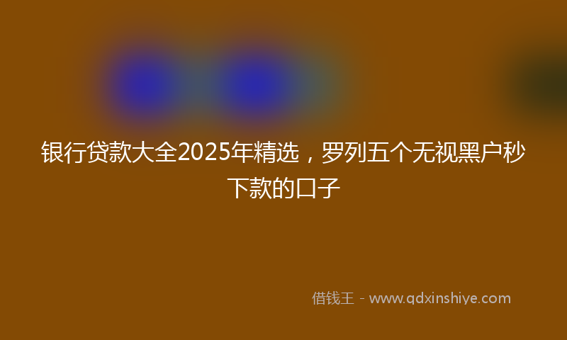 银行贷款大全2025年精选，罗列五个无视黑户秒下款的口子