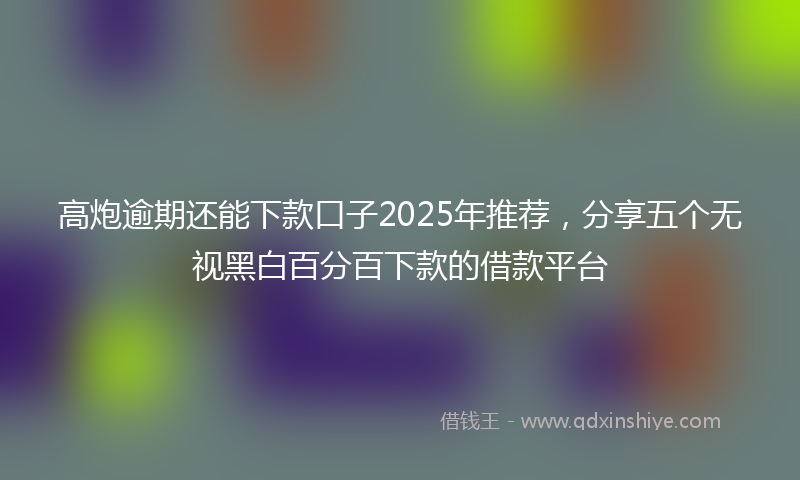 高炮逾期还能下款口子2025年推荐，分享五个无视黑白百分百下款的借款平台