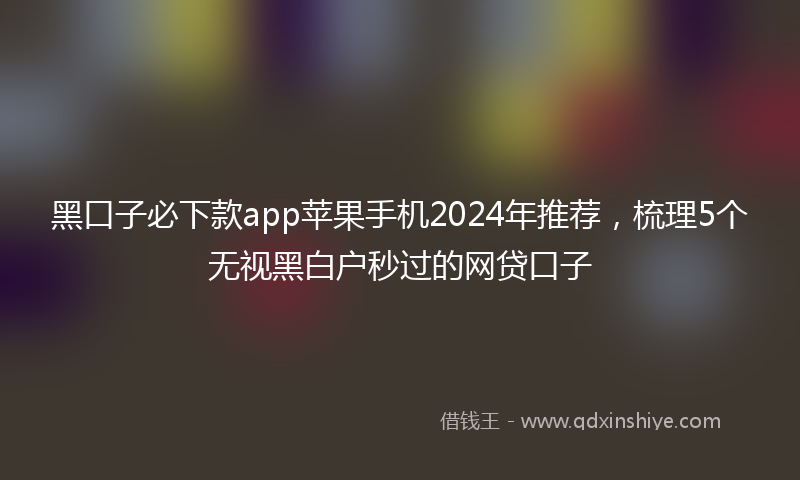 黑口子必下款app苹果手机2024年推荐，梳理5个无视黑白户秒过的网贷口子