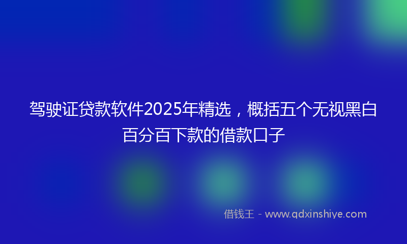驾驶证贷款软件2025年精选，概括五个无视黑白百分百下款的借款口子