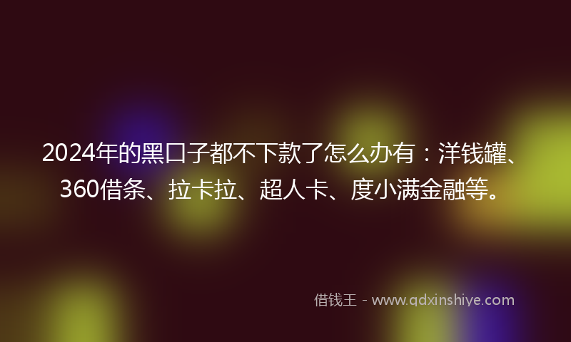 2024年的黑口子都不下款了怎么办有：洋钱罐、360借条、拉卡拉、超人卡、度小满金融等。