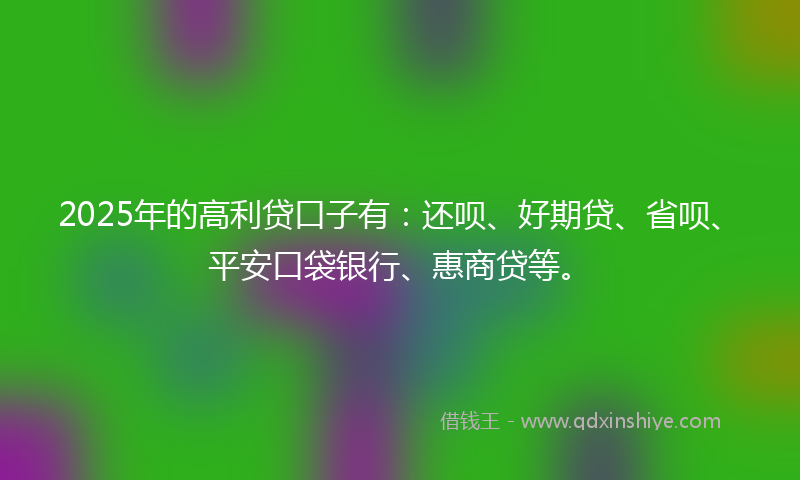 2025年的高利贷口子有：还呗、好期贷、省呗、平安口袋银行、惠商贷等。