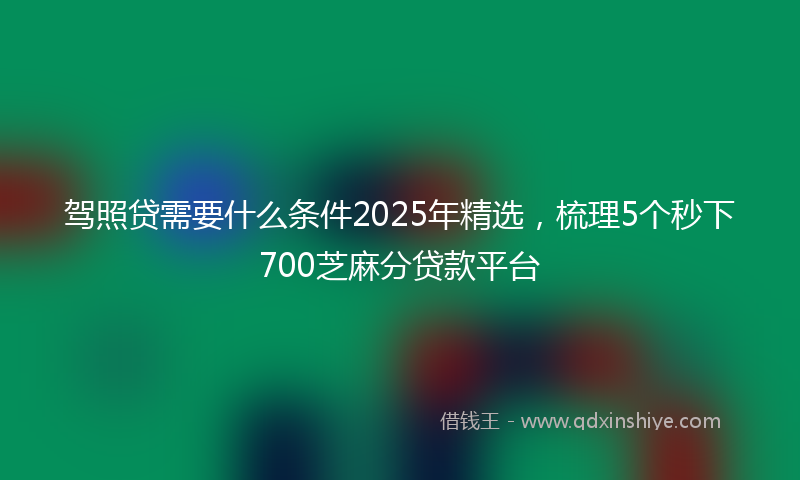 驾照贷需要什么条件2025年精选，梳理5个秒下700芝麻分贷款平台