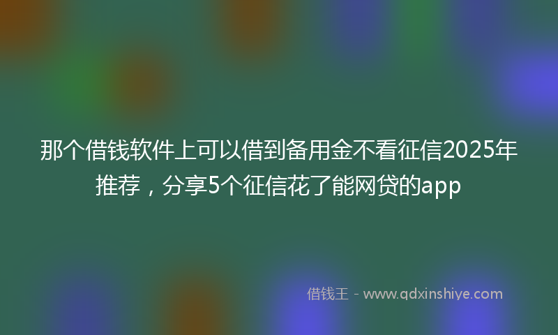 那个借钱软件上可以借到备用金不看征信2025年推荐，分享5个征信花了能网贷的app