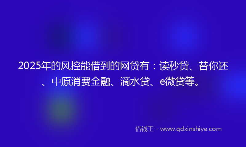 2025年的风控能借到的网贷有：读秒贷、替你还、中原消费金融、滴水贷、e微贷等。