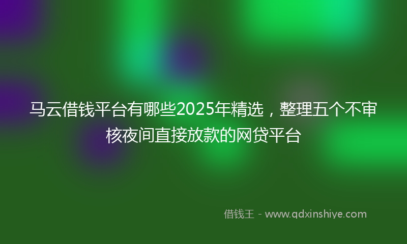 马云借钱平台有哪些2025年精选，整理五个不审核夜间直接放款的网贷平台