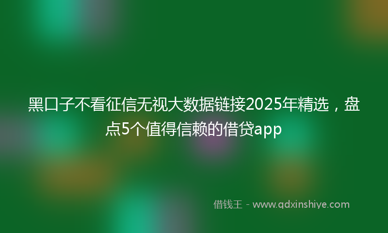 黑口子不看征信无视大数据链接2025年精选，盘点5个值得信赖的借贷app