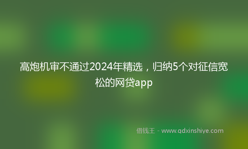 高炮机审不通过2024年精选，归纳5个对征信宽松的网贷app