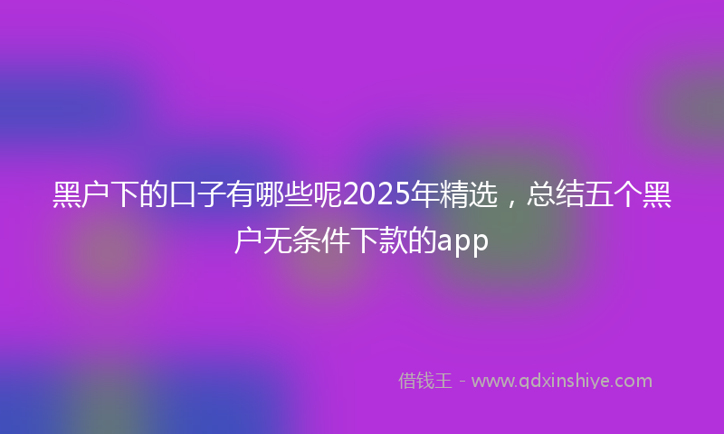 黑户下的口子有哪些呢2025年精选，总结五个黑户无条件下款的app