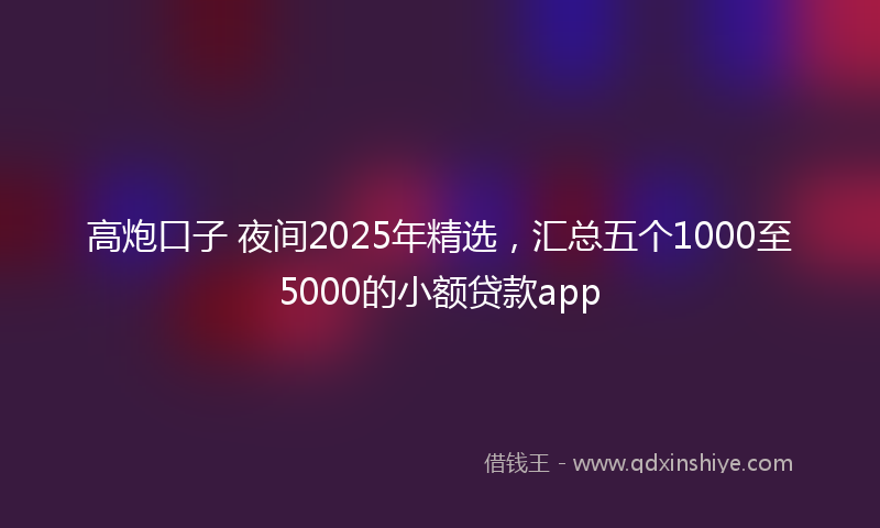 高炮口子 夜间2025年精选，汇总五个1000至5000的小额贷款app