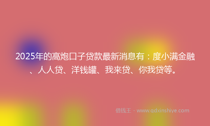 2025年的高炮口子贷款最新消息有：度小满金融、人人贷、洋钱罐、我来贷、你我贷等。