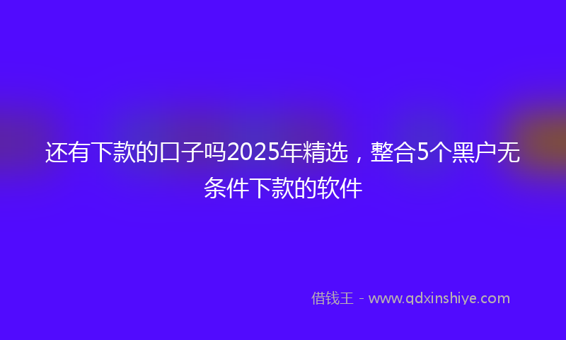 还有下款的口子吗2025年精选，整合5个黑户无条件下款的软件