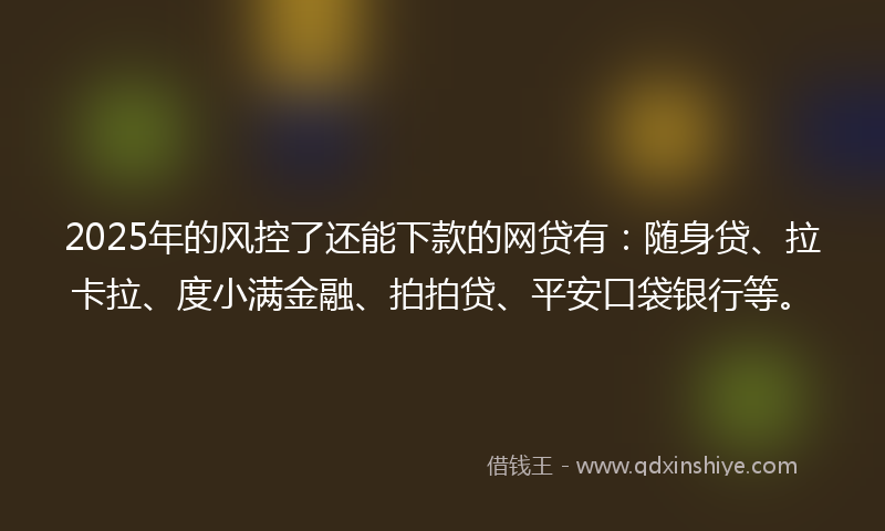 2025年的风控了还能下款的网贷有：随身贷、拉卡拉、度小满金融、拍拍贷、平安口袋银行等。