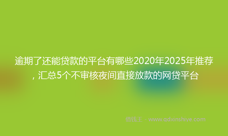 逾期了还能贷款的平台有哪些2020年2025年推荐，汇总5个不审核夜间直接放款的网贷平台