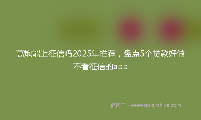高炮能上征信吗2025年推荐，盘点5个贷款好做不看征信的app