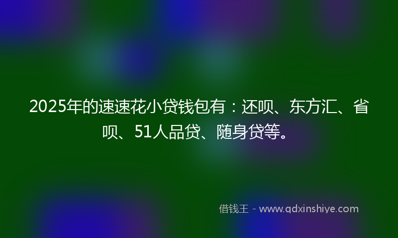 2025年的速速花小贷钱包有：还呗、东方汇、省呗、51人品贷、随身贷等。