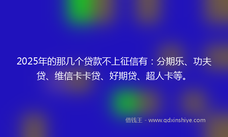 2025年的那几个贷款不上征信有：分期乐、功夫贷、维信卡卡贷、好期贷、超人卡等。