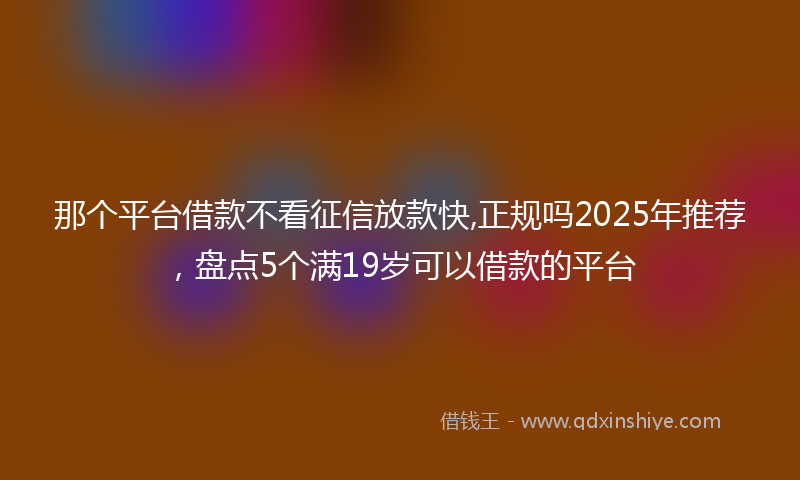 那个平台借款不看征信放款快,正规吗2025年推荐，盘点5个满19岁可以借款的平台