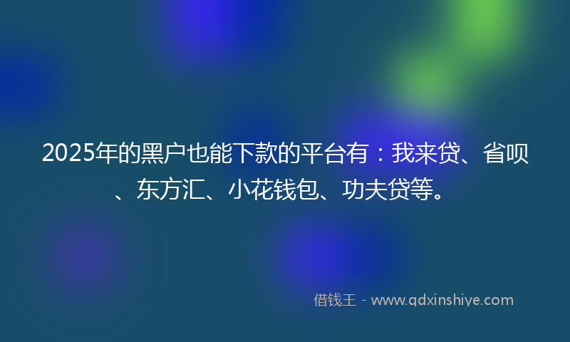 2025年的黑户也能下款的平台有：我来贷、省呗、东方汇、小花钱包、功夫贷等。