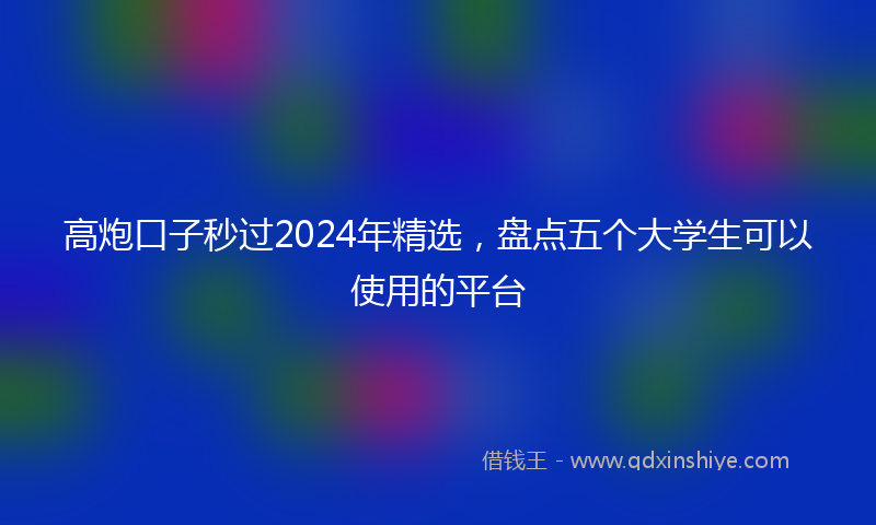 高炮口子秒过2024年精选，盘点五个大学生可以使用的平台