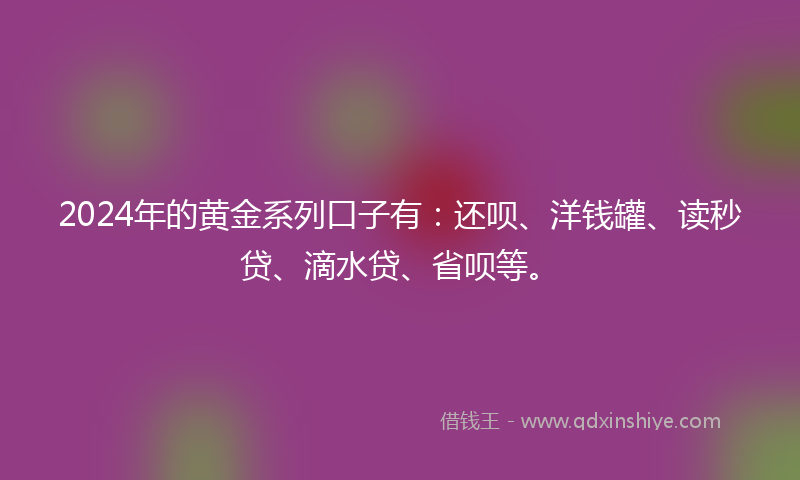 2024年的黄金系列口子有：还呗、洋钱罐、读秒贷、滴水贷、省呗等。