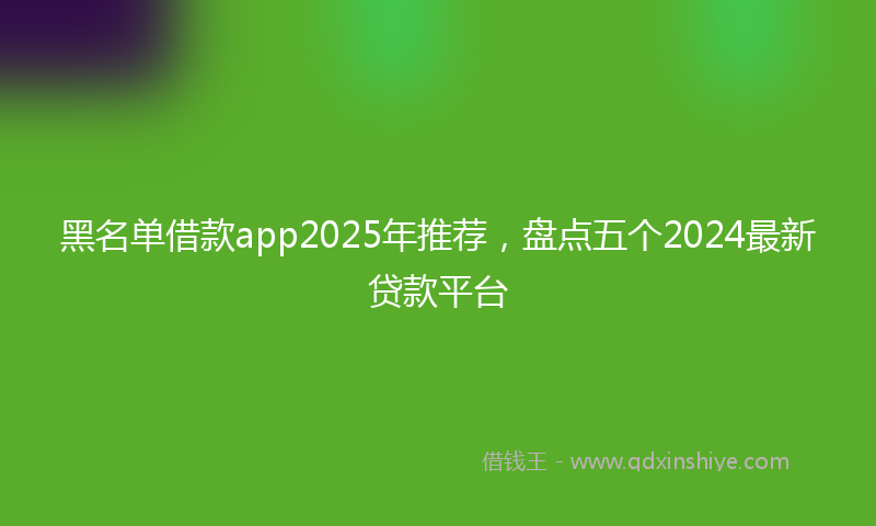 黑名单借款app2025年推荐，盘点五个2024最新贷款平台