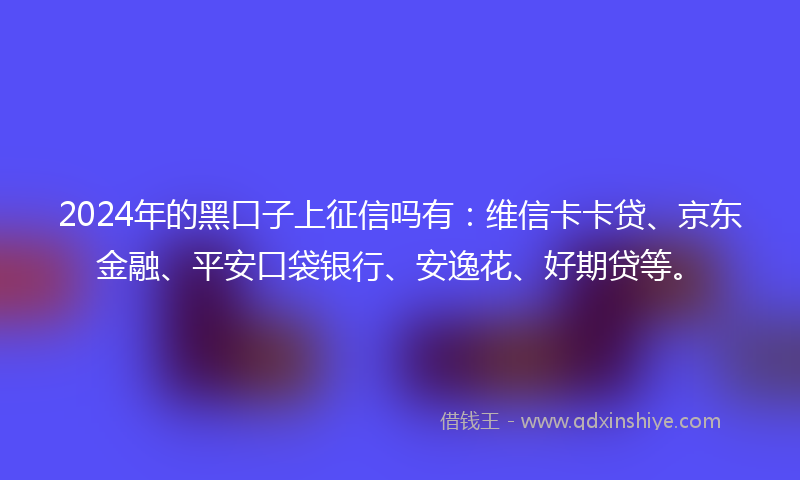 2024年的黑口子上征信吗有：维信卡卡贷、京东金融、平安口袋银行、安逸花、好期贷等。