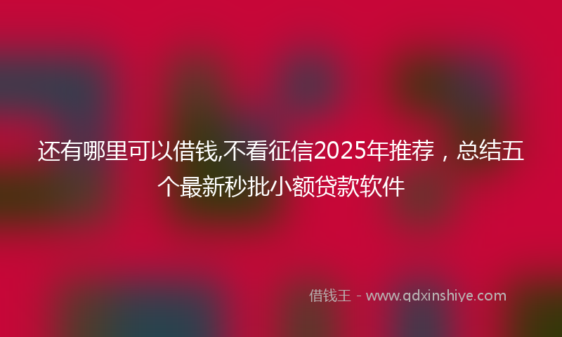 还有哪里可以借钱,不看征信2025年推荐，总结五个最新秒批小额贷款软件