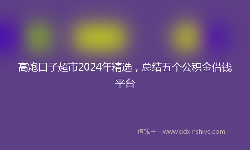 高炮口子超市2024年精选，总结五个公积金借钱平台