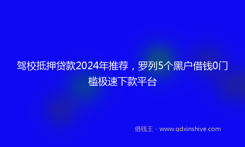 驾校抵押贷款2024年推荐，罗列5个黑户借钱0门槛极速下款平台