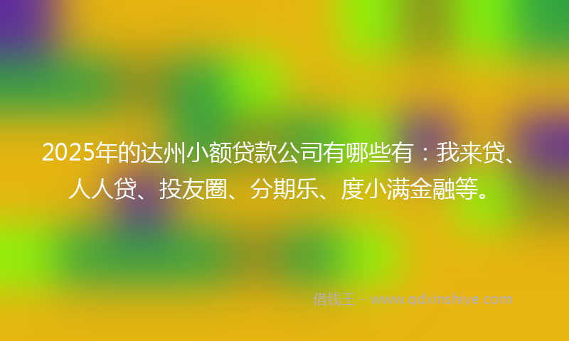 2025年的达州小额贷款公司有哪些有：我来贷、人人贷、投友圈、分期乐、度小满金融等。