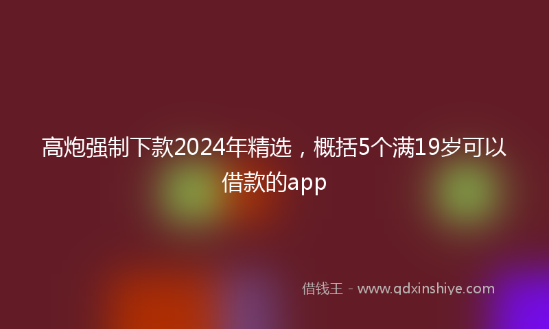 高炮强制下款2024年精选，概括5个满19岁可以借款的app